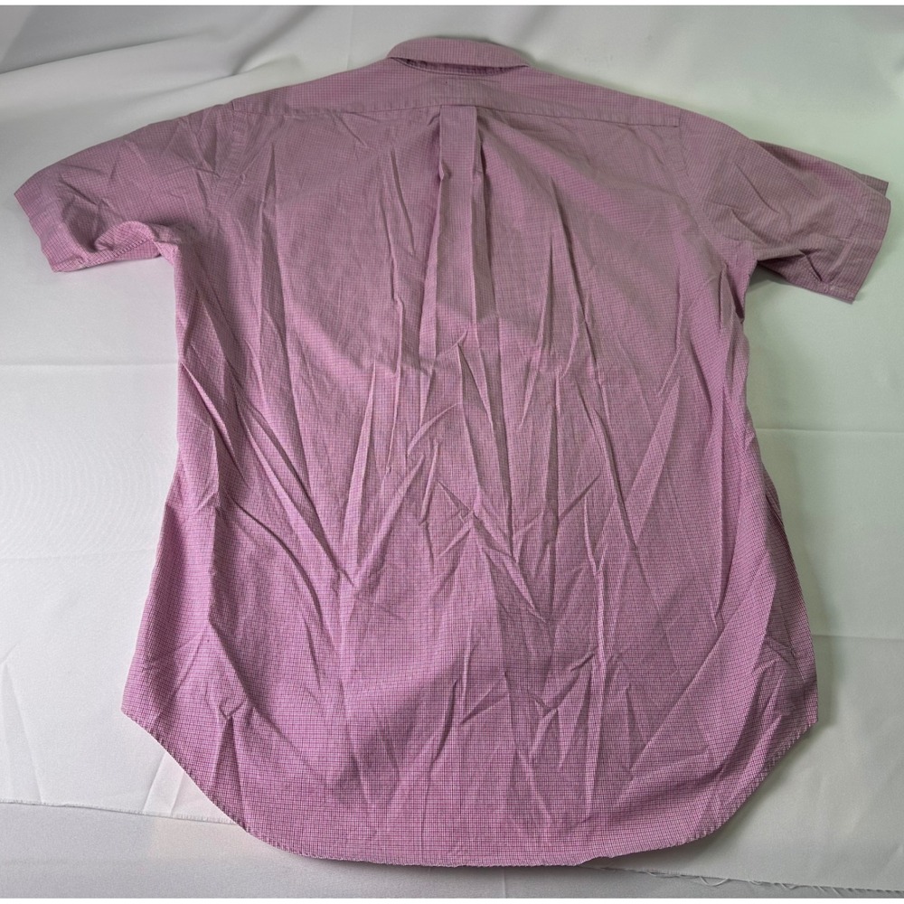 Ralph Lauren Classic Fit Pony Short Sleeve Button Down Shirt Pink Check Mens Med - Picture 5 of 7